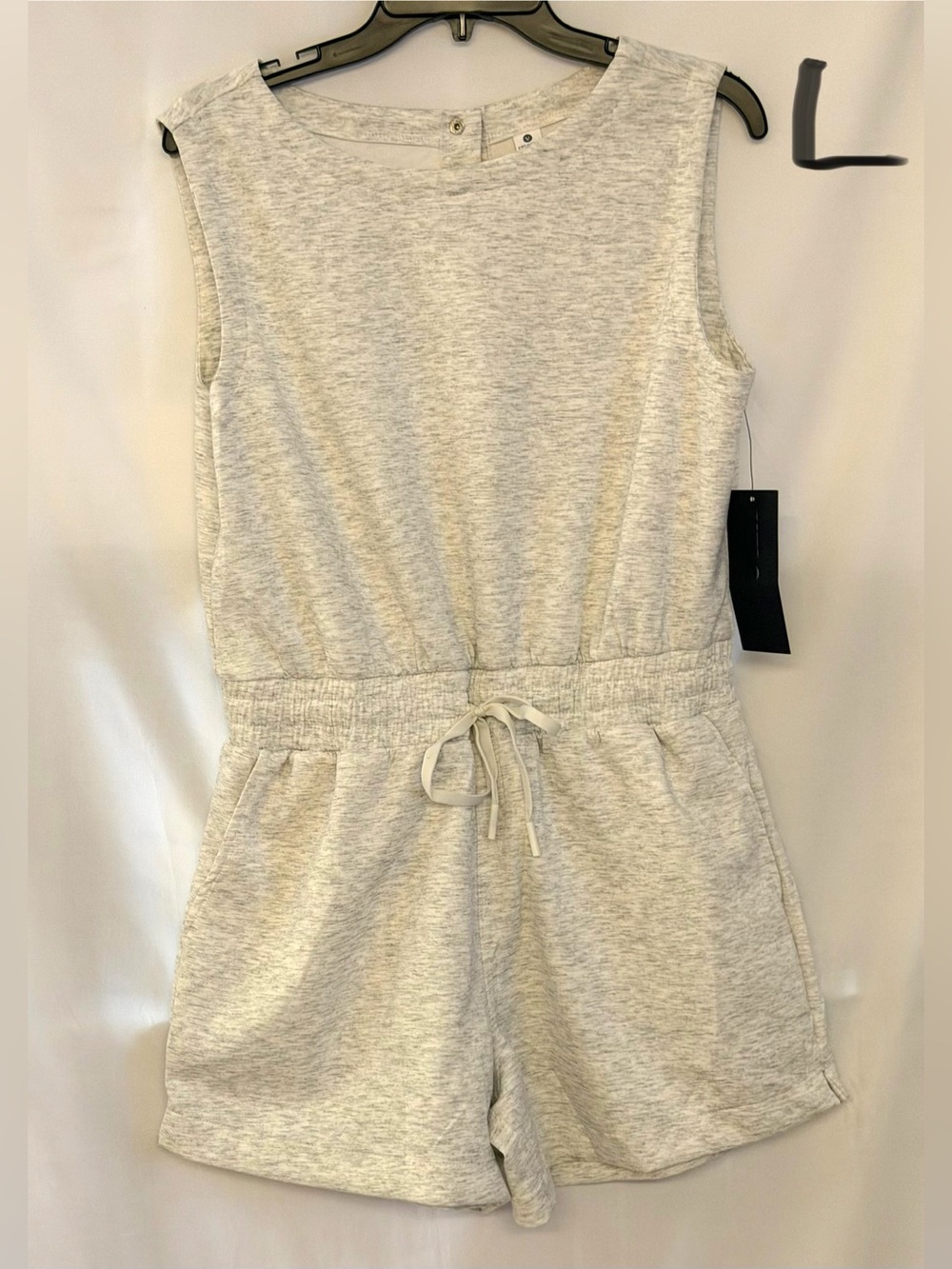 Velocity Light Heather Gray Sleeveless Drawstring Romper
